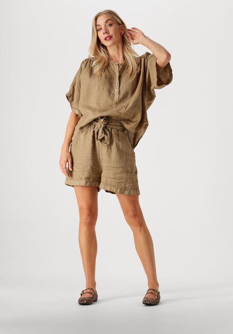 Khaki BY-BAR Korte broek JUNE LINNEN SHORT - large