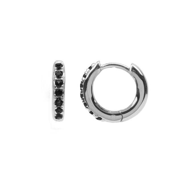 Zilverkleurig ATLITW STUDIO Oorbellen BLISS EARRINGS CREOLE BLACK ON - large