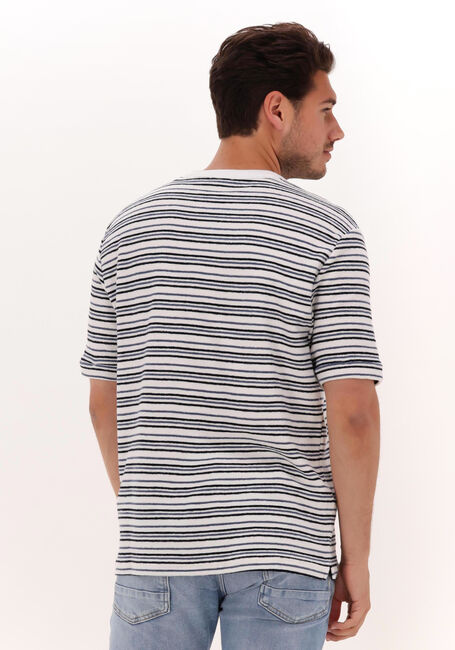 Blauwe CAST IRON T-shirt SHORT SLEEVE R-NECK RELAXED FIT BOUCLÉ STRIPE - large