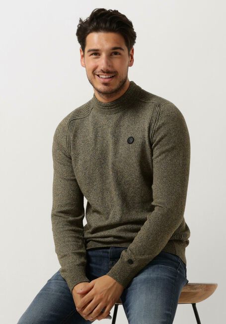 Groene CAST IRON Trui R-NECK COTTON MIX MOCKNECK - large