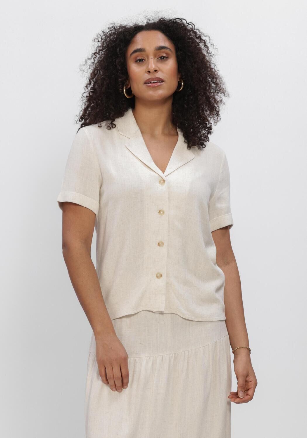 Beige OBJECT Blouses OBJSANNE S/S RE SHIRT - large