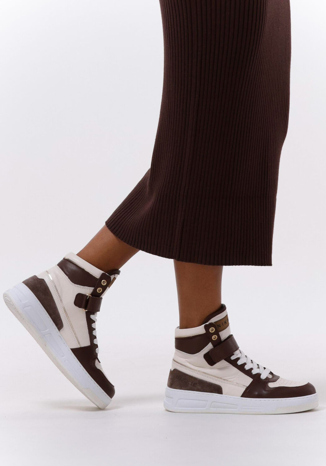 Bruine hoge shop sneakers dames