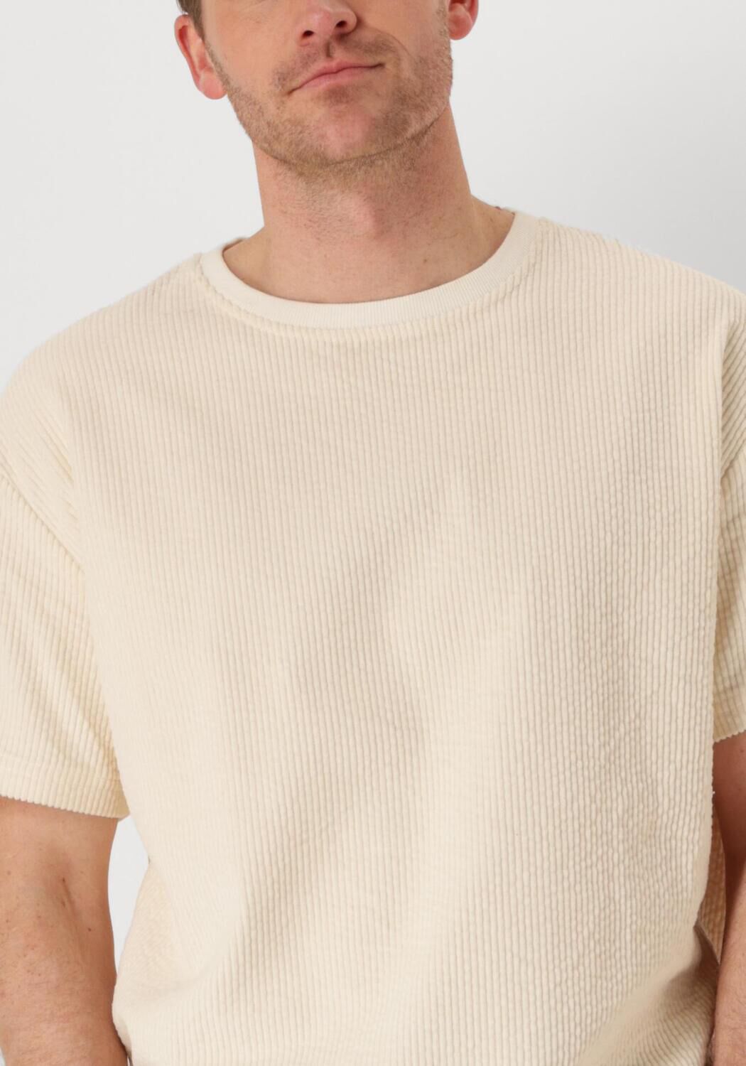 ANERKJENDT Heren Polo's & T-shirts Akvillads Corduroy S s Tee Gebroken Wit