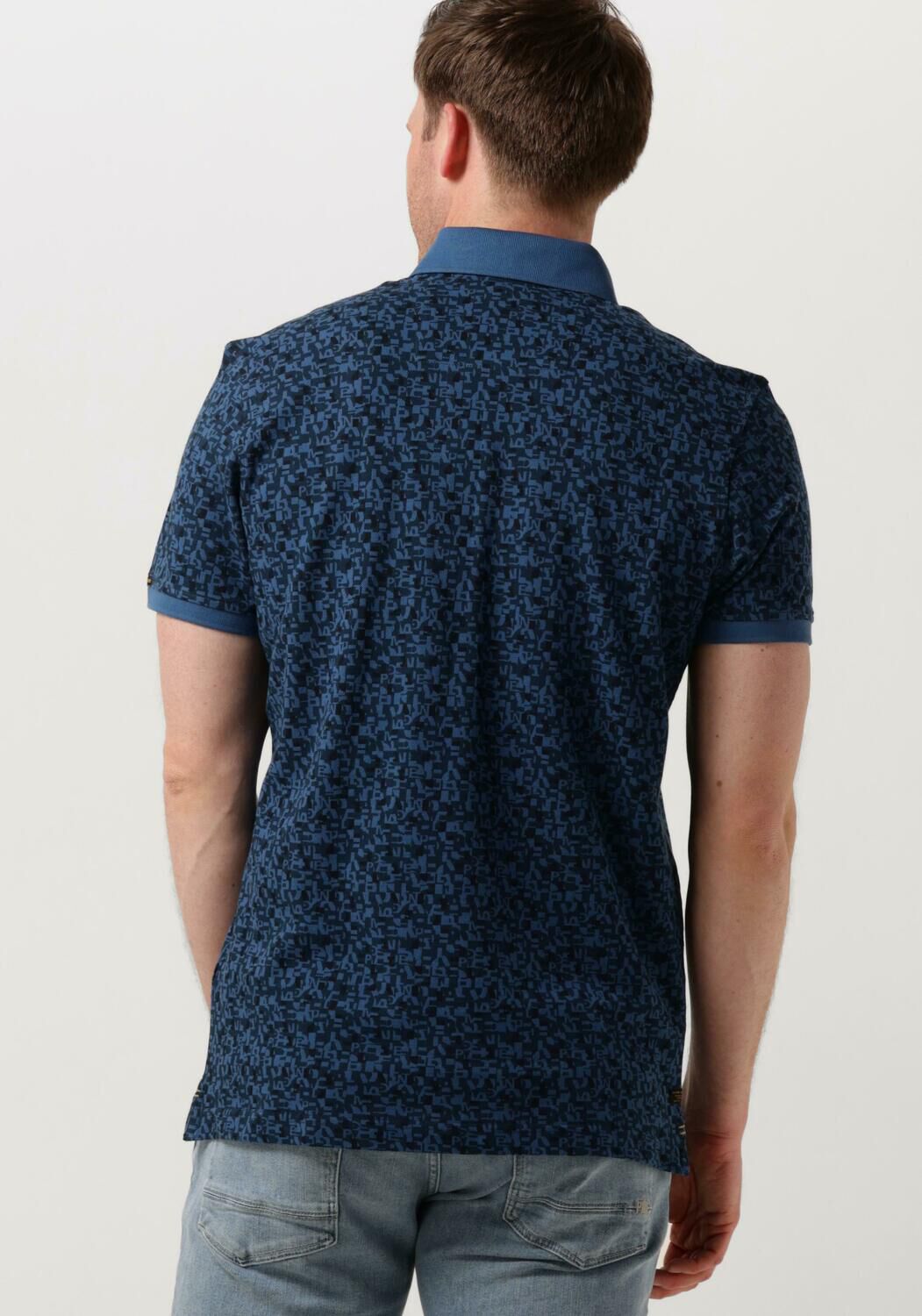 PME LEGEND Heren Polo's & T-shirts Short Sleeve Polo Fine Pique All Over Print Blauw