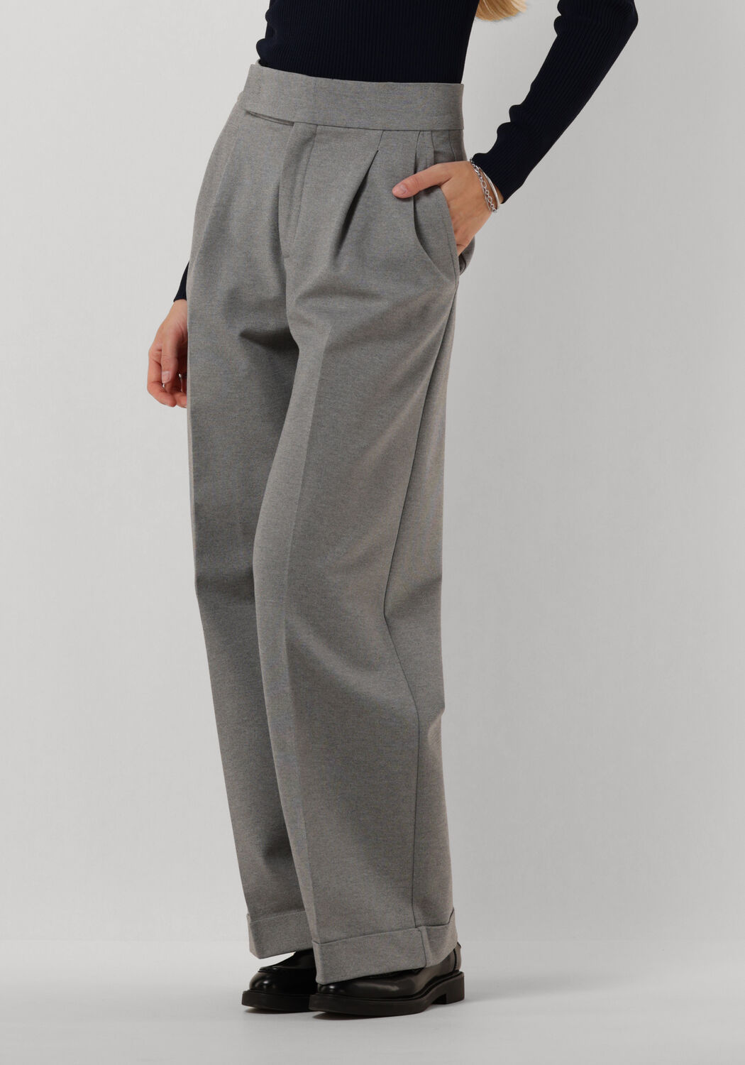 VANILIA Dames Broeken Punto Pleated Wide Grijs