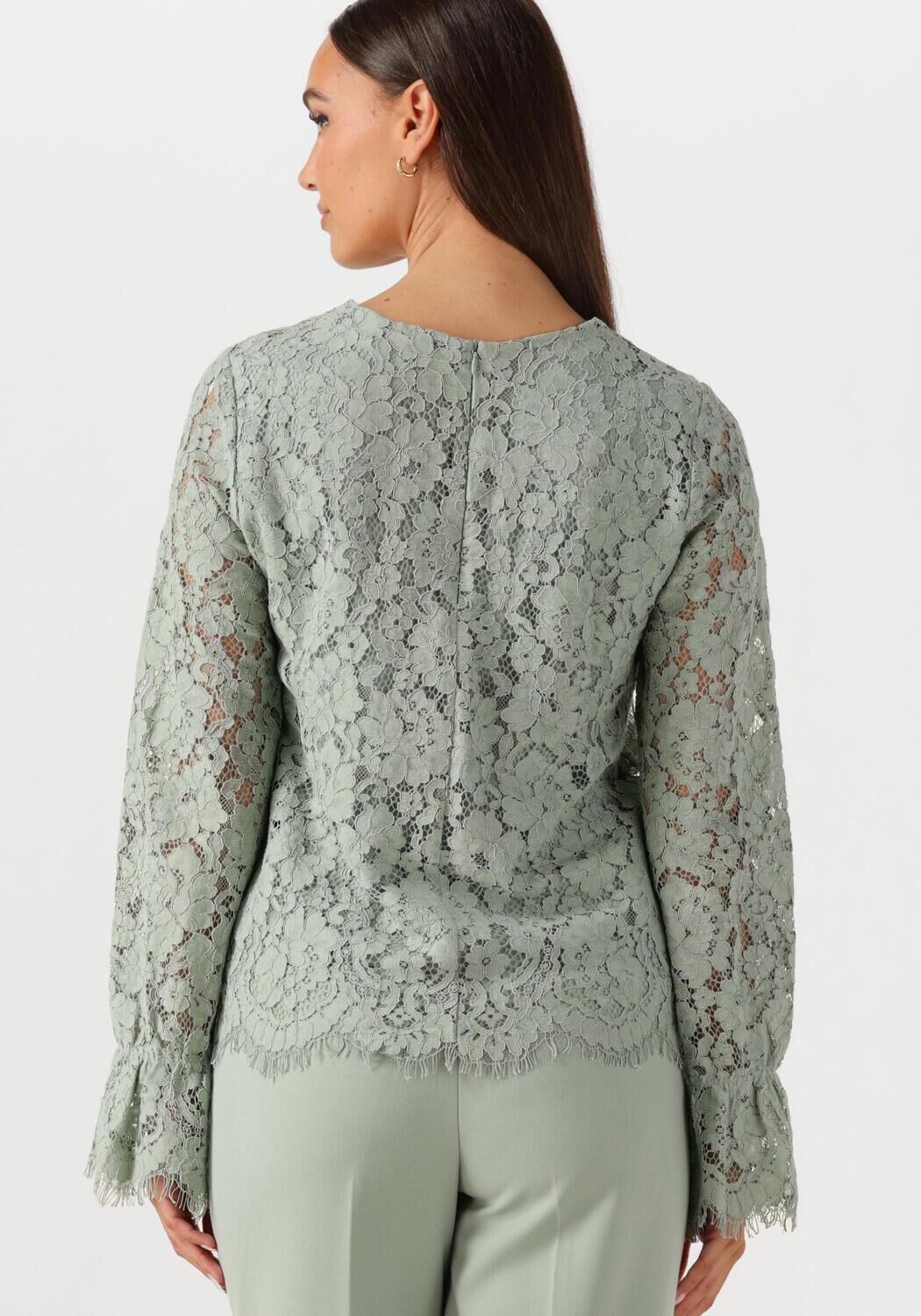 Y.A.S. Dames Tops & T-shirts Yasperla Ls Lace Top S. Noos Mint