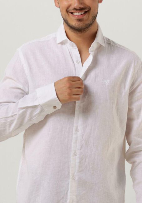 Witte VANGUARD Casual overhemd LONG SLEEVE SHIRT LINEN COTTON BLEND - large