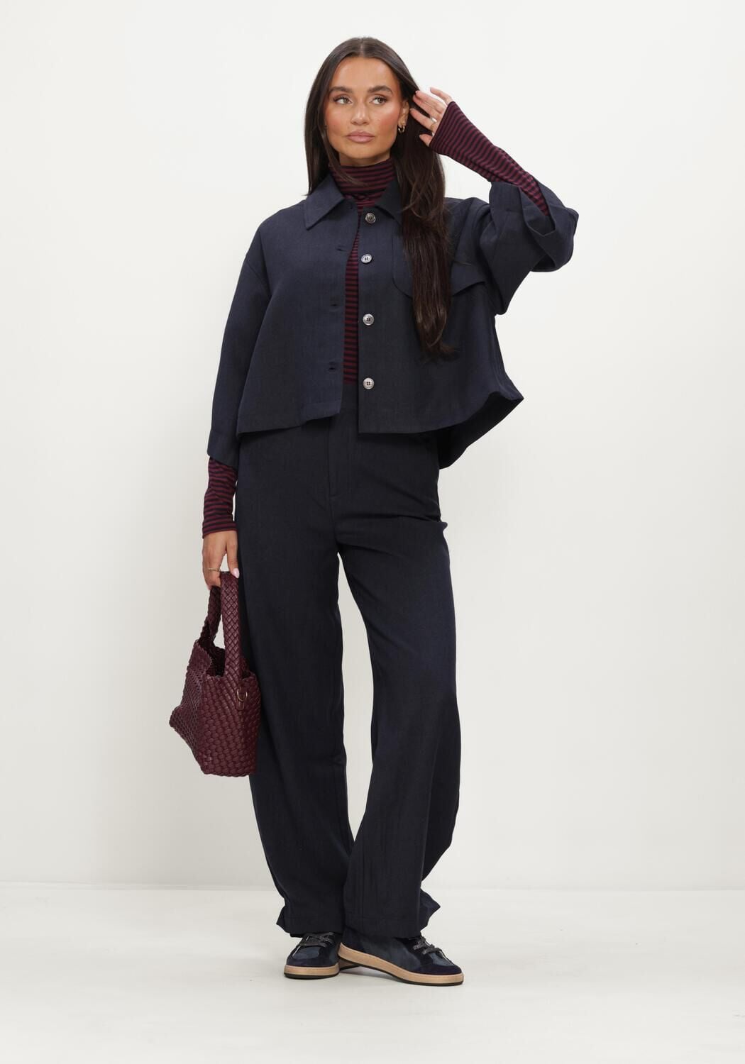 RUBY TUESDAY Dames Broeken Clendis Tappered Button Detail Pants Donkerblauw