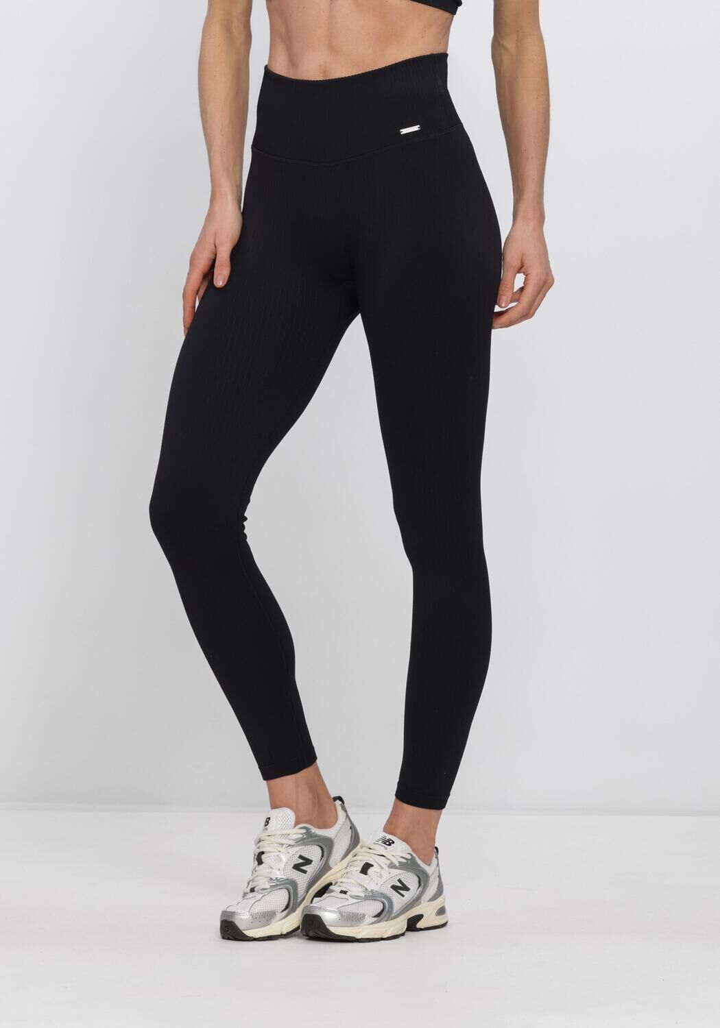 Zwarte AIM'N Sportleggings RIBBED SEAMLESS TIGHTS - large
