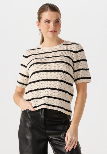 Zwarte SELECTED FEMME T-shirt SLFVINNA SS STRUCTURE KNIT O-NECK - large
