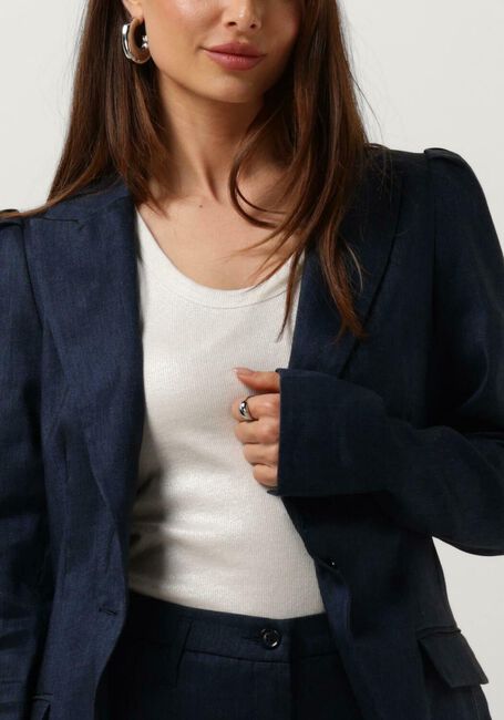 Donkerblauwe SUMMUM Blazer BLAZER LINEN BLEND - large