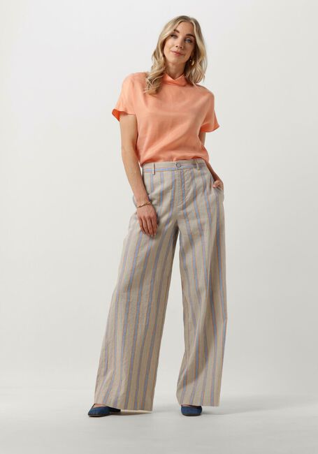 Beige VANILIA Pantalon LINEN STRIPED - large