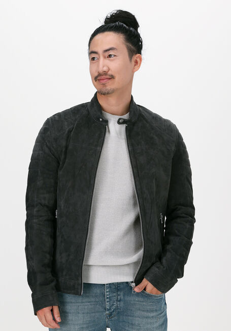 Grijze GOOSECRAFT Leren jas GC ANYTIME BIKER - large