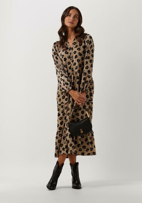 Taupe NEO NOIR Midi jurk LAYLI DISTRESSED DOT DRESS - large