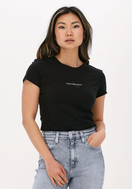 Zwarte CALVIN KLEIN T-shirt MONOGRAM LOGO SLIM TEE - large