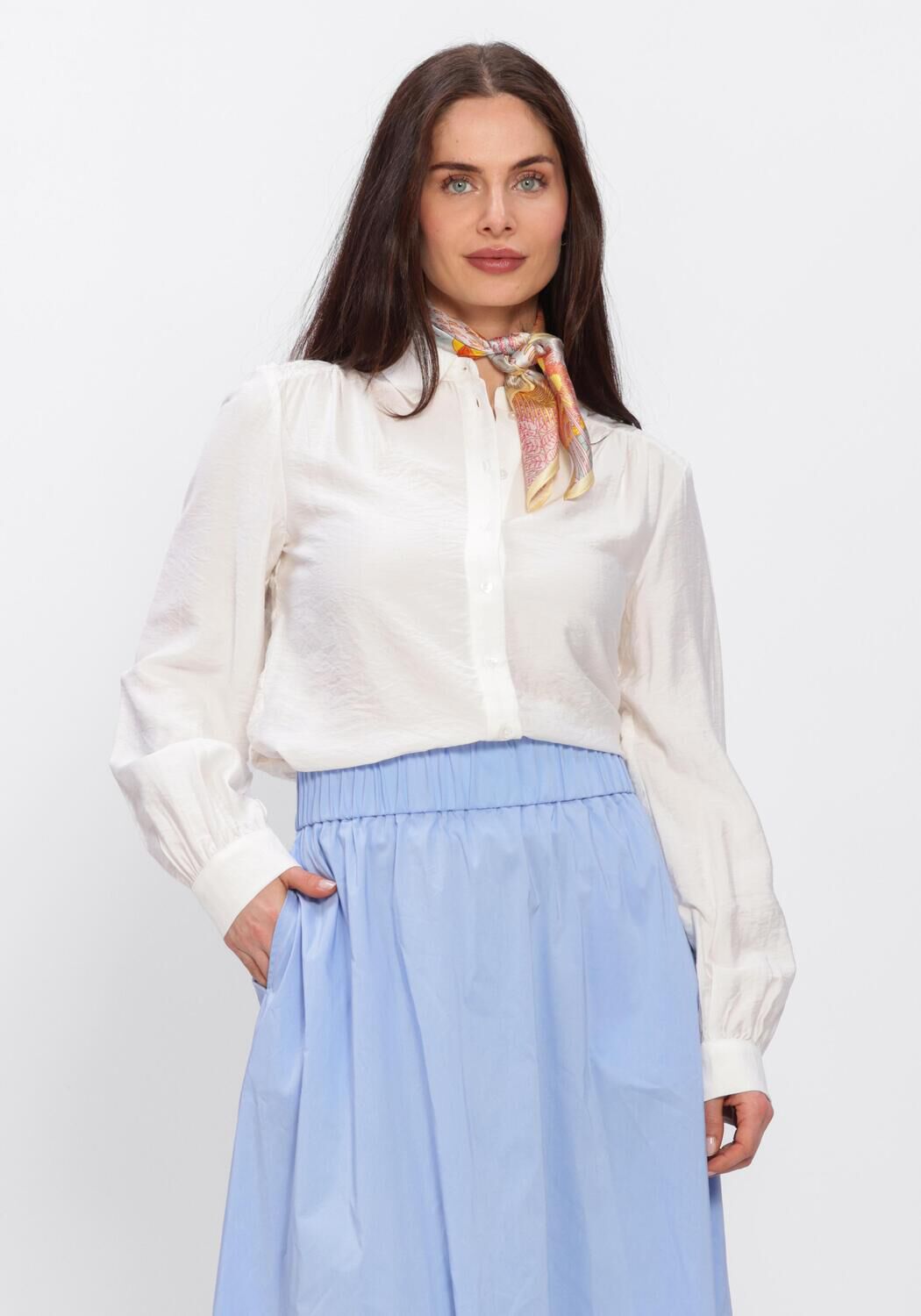 Witte OBJECT Blouses OBJJUNI L/S RE SHIRT - large