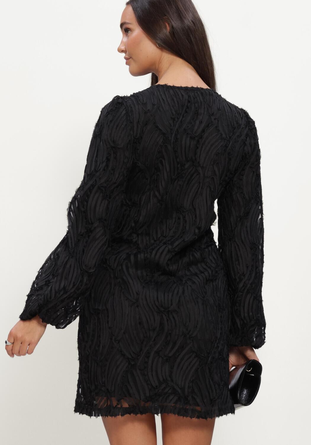 Zwarte OBJECT Mini jurk OBJLUCIE LUKA L/S RE DRESS 147 DIV - large