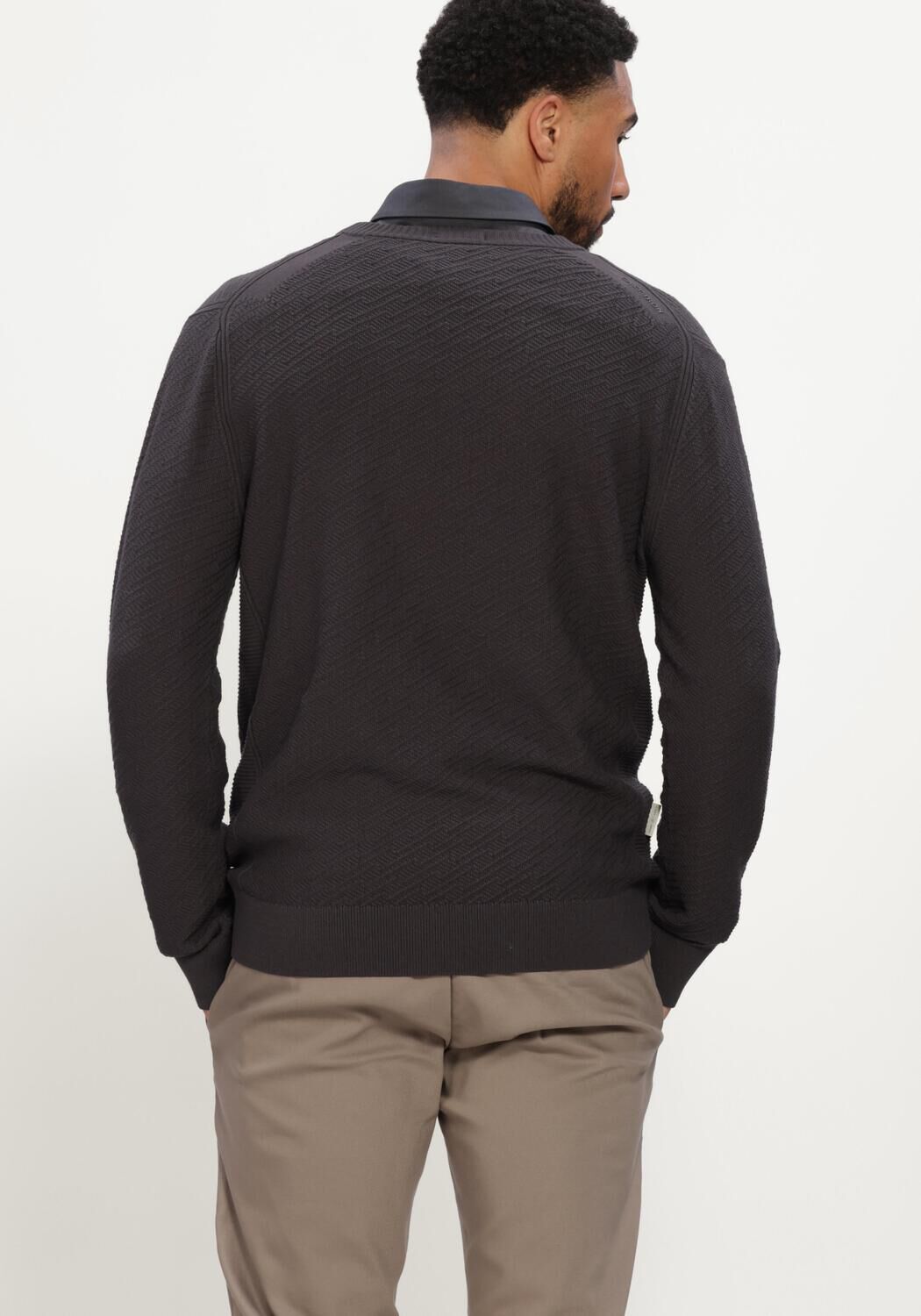 Donkergrijze CAST IRON Trui CREWNECK REGULAR FIT COMFORT BLEND - large