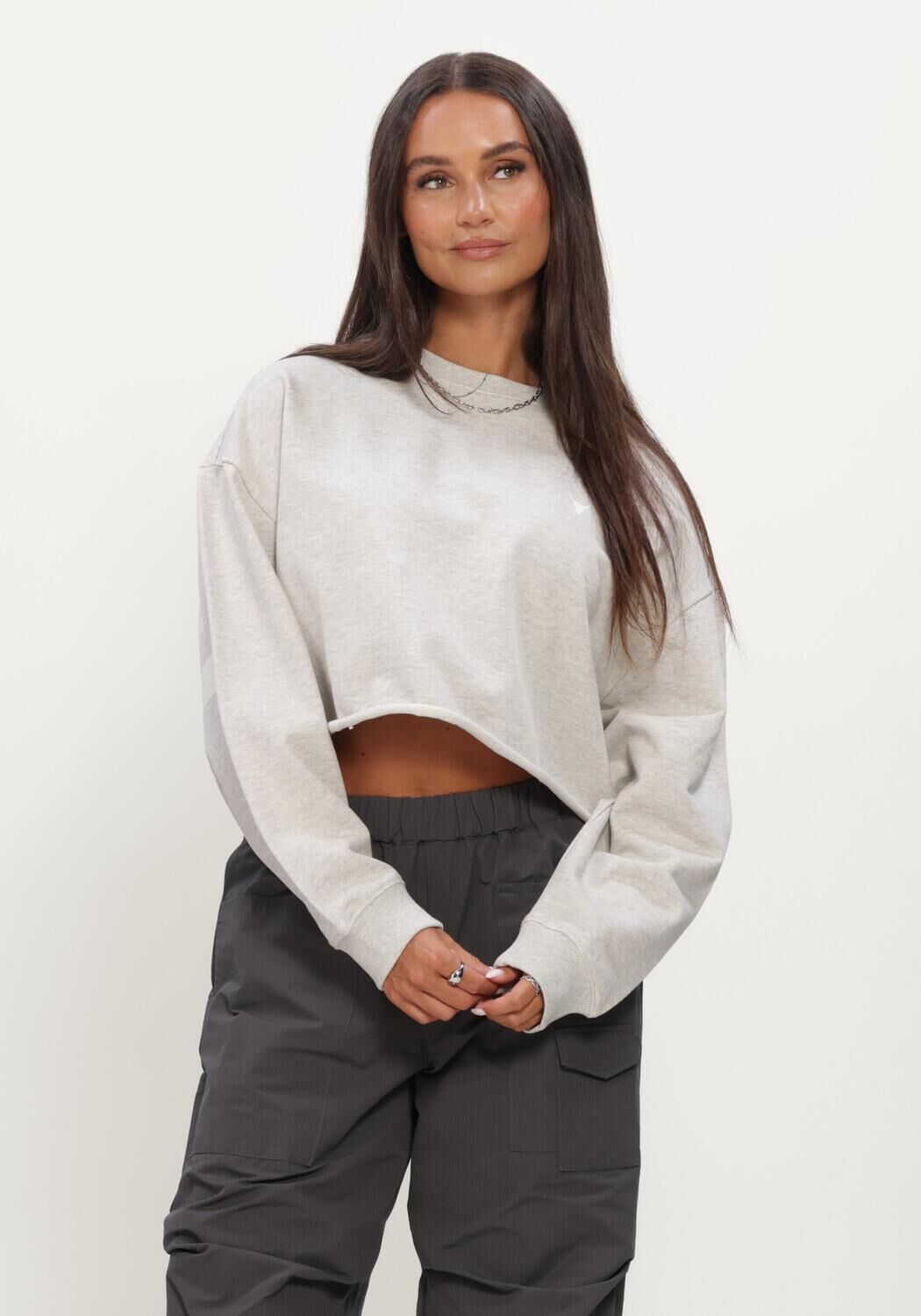 Lichtgrijze ALIX THE LABEL Truien/vesten LADIES KNITTED BACK PRINT SWEATER - large