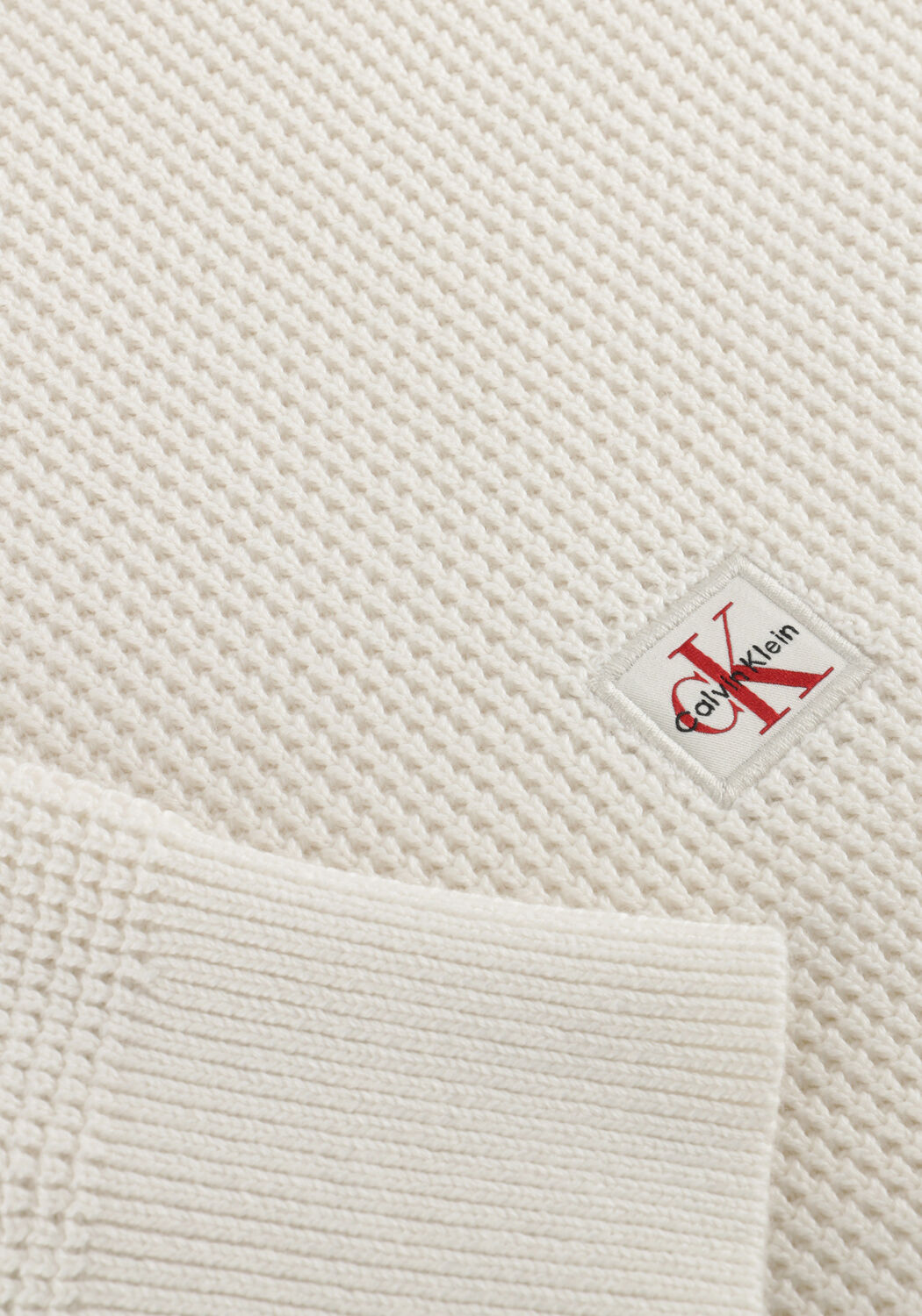 Ecru CALVIN KLEIN Trui LS EZ COTTON WAFFLE CREWNK SWTR 9 - large