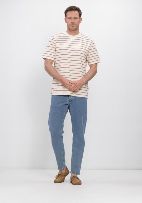 Beige SELECTED MEN T-shirt SLHDJANGO STRIPE SS O-NECK TEE - large