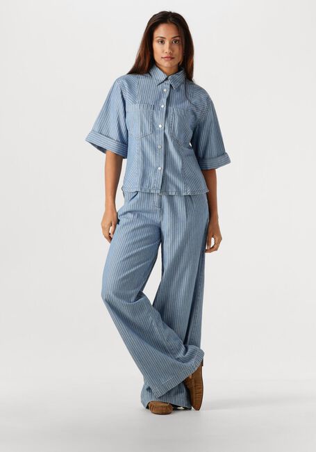 Lichtblauwe AAIKO Wijde broek LOTTY STRIPE CO 568 - large