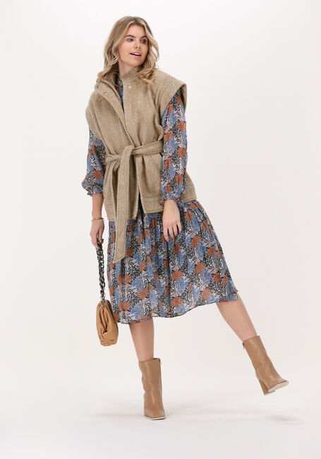 Blauwe SECOND FEMALE Midi jurk ITEA DRESS - large
