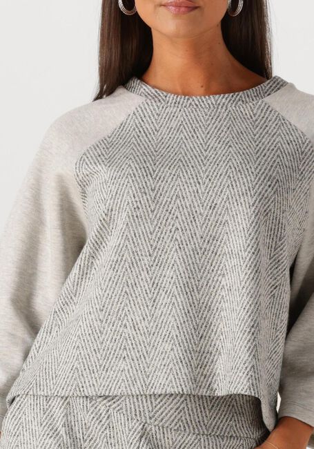 Grijze SUMMUM Top SHORTSLEEVE HARRINGBONE TOP - large