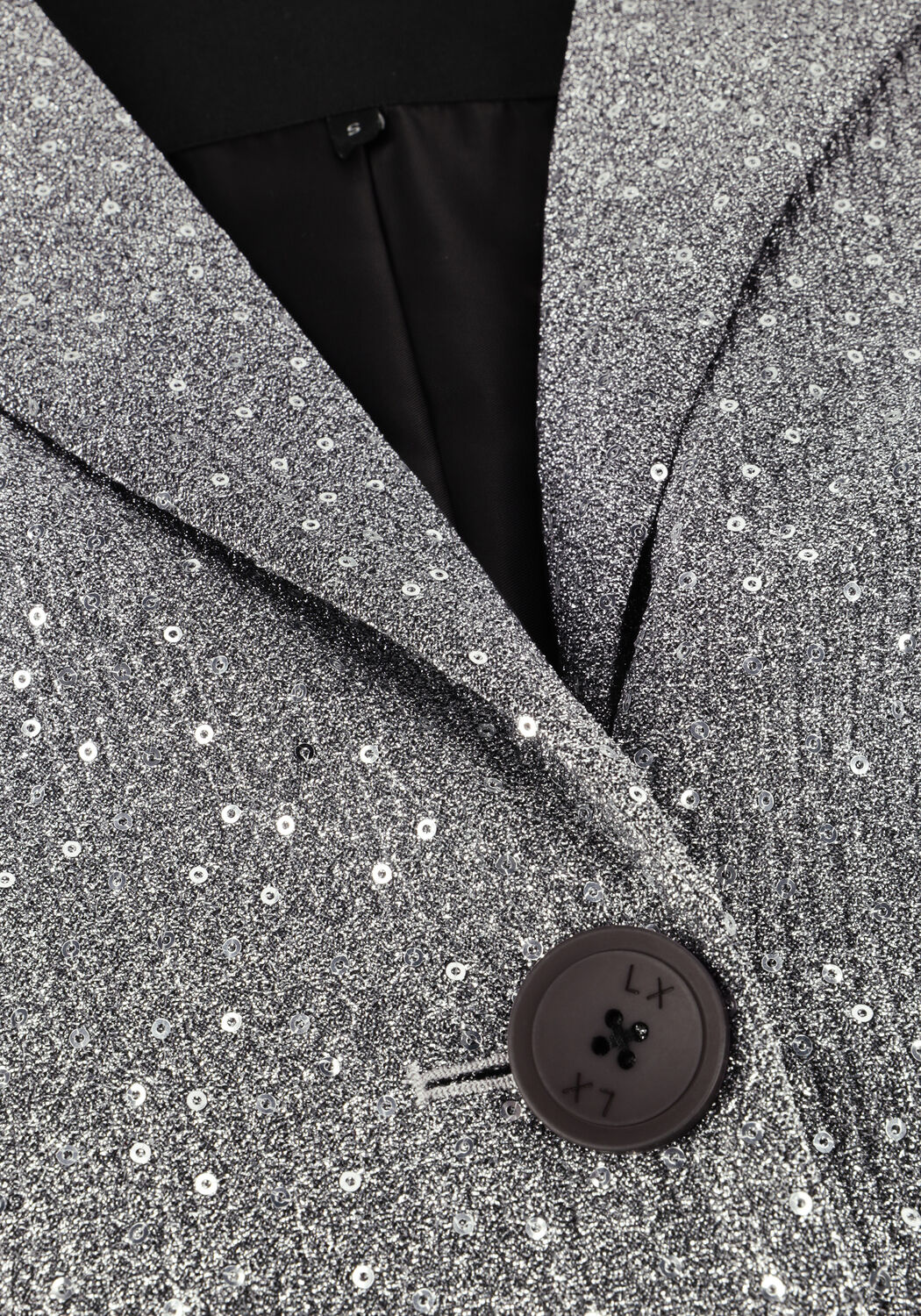 Zilveren ALIX THE LABEL Mantel LADIES WOVEN SEQUIN LONG BLAZER - large