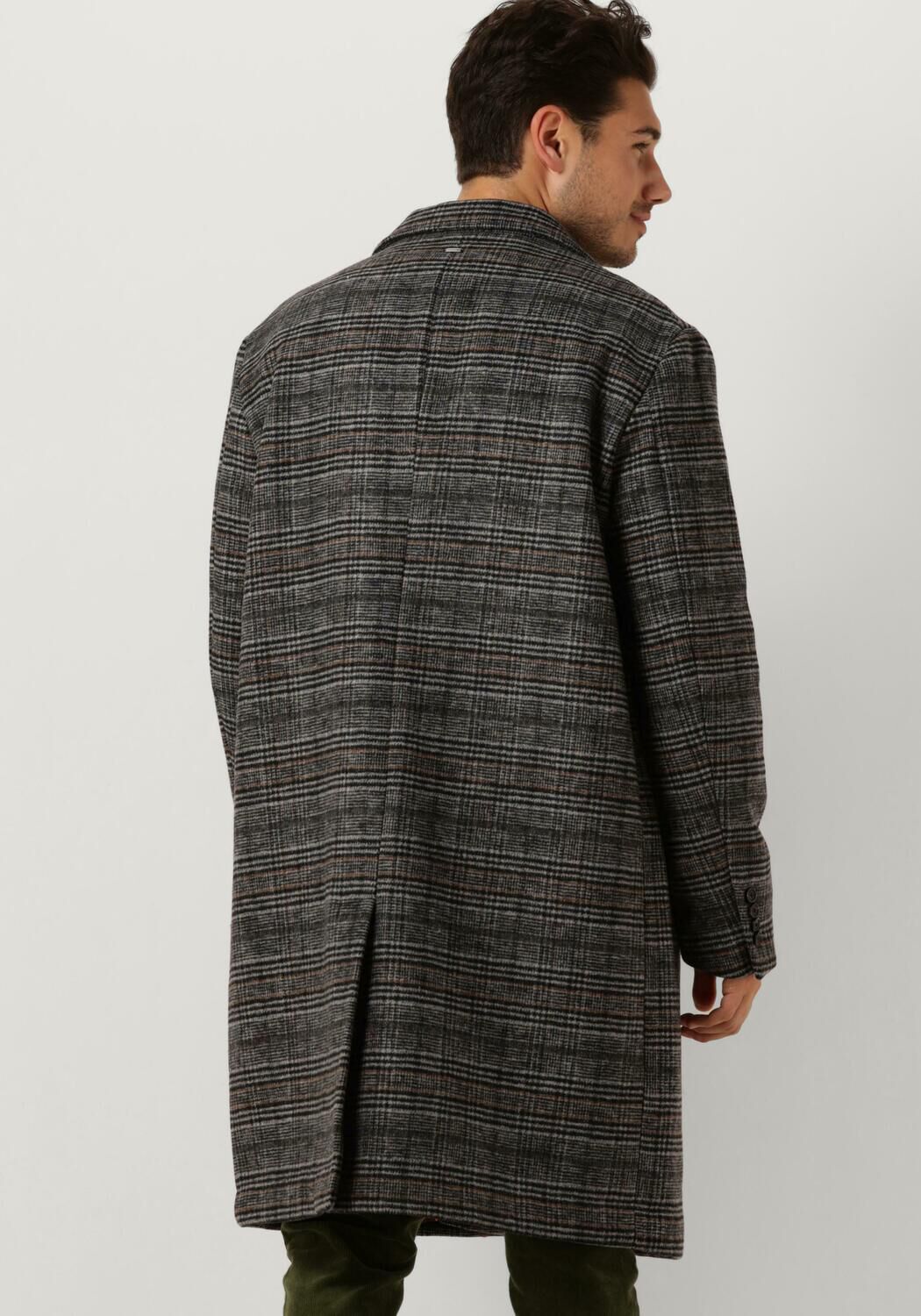 grijze scotch soda mantel hairy boucle overcoat