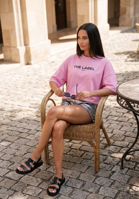 Roze ALIX THE LABEL T-shirt LADIES KNITTED THE LABEL T-SHIRT - large