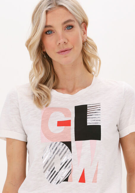 Gebroken wit SUMMUM T-shirt TEE GLOW ARTWORK COTTON SLUB - large
