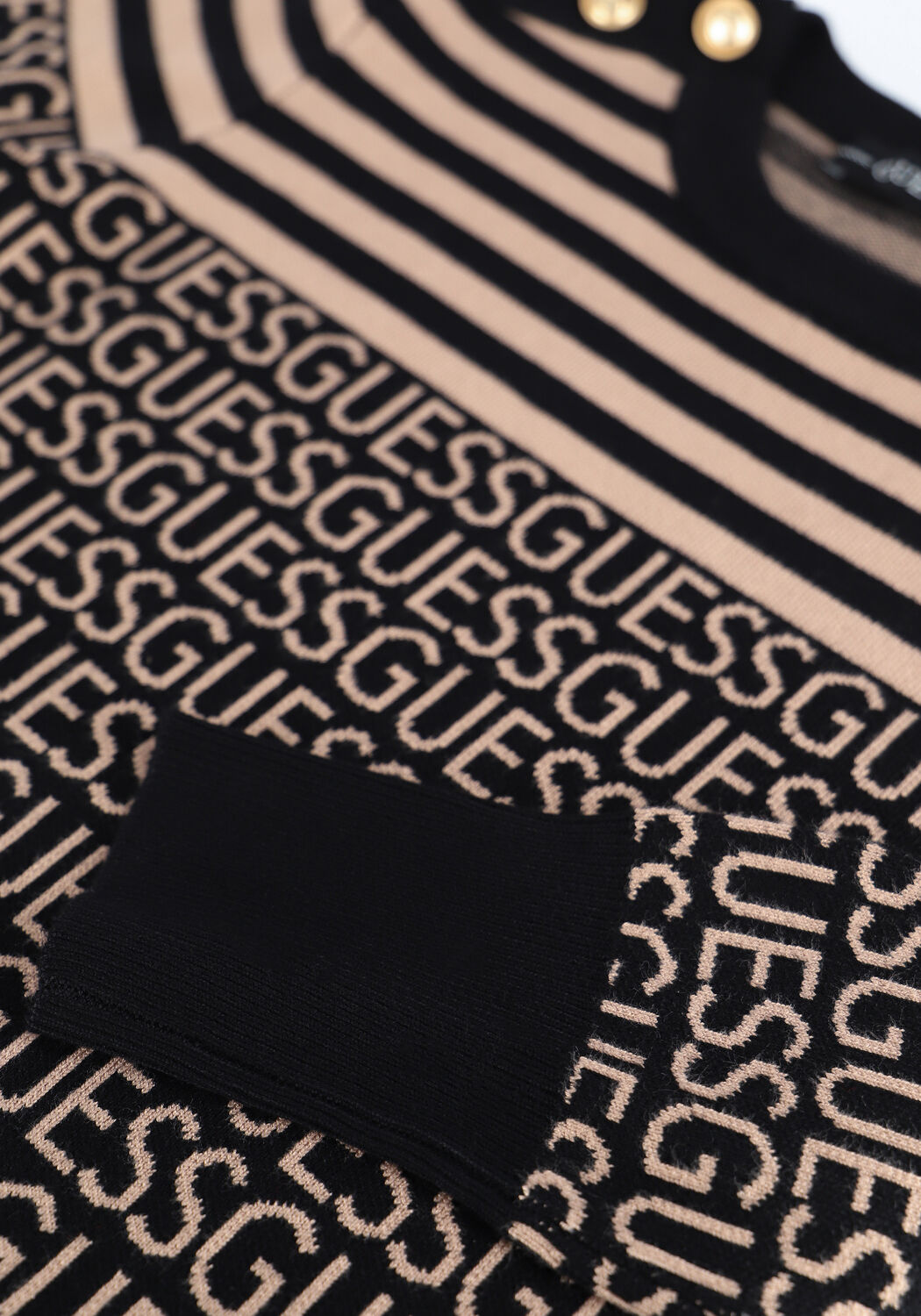 Zwarte GUESS Trui LS GUESS LOGO JAQUARD SWTR - large