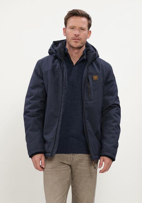 Donkerblauwe PME LEGEND Jack SEMI LONG JACKET STRATOR MELANGE TWILL - large