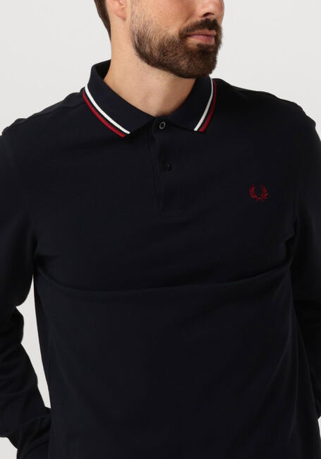 Donkerblauwe FRED PERRY Polo TWIN TIPPED FRED PERRY SHIRT LONG SLEEVE - large