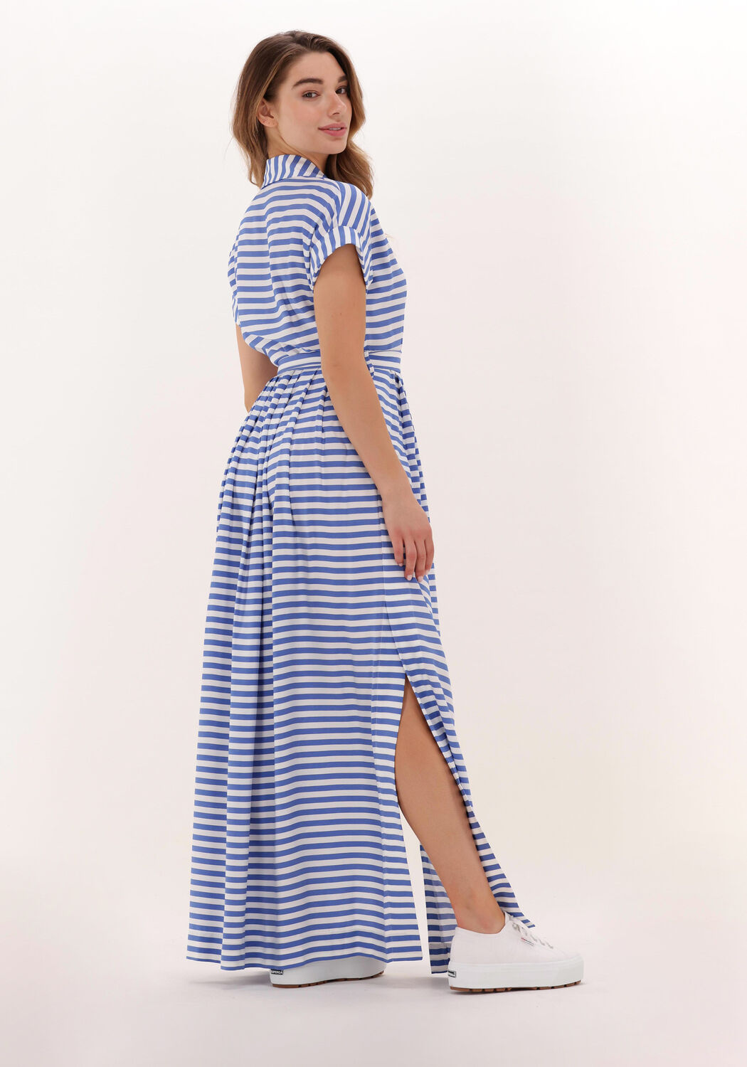 Mango Maxi-jurk donkerblauw-wit gestreept patroon Mode Jurken Maxi-jurken 