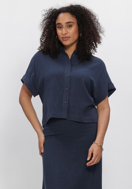 Donkerblauwe SELECTED WOMEN Blouses SLFVIVA SS CROPPED SUN SHIRT - large