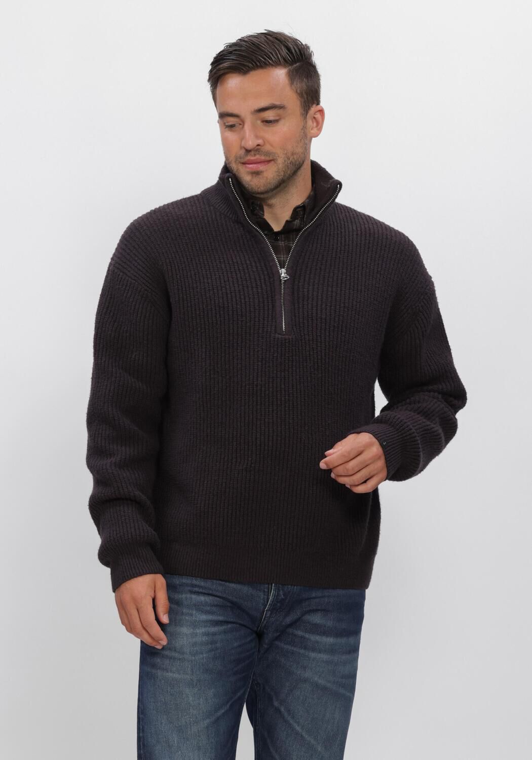 Bruine BUTCHER OF BLUE Trui MARKET HALF ZIP - large