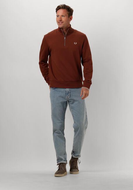 Bruine FRED PERRY Sweater HALF ZIP SWEATSHIRT - large