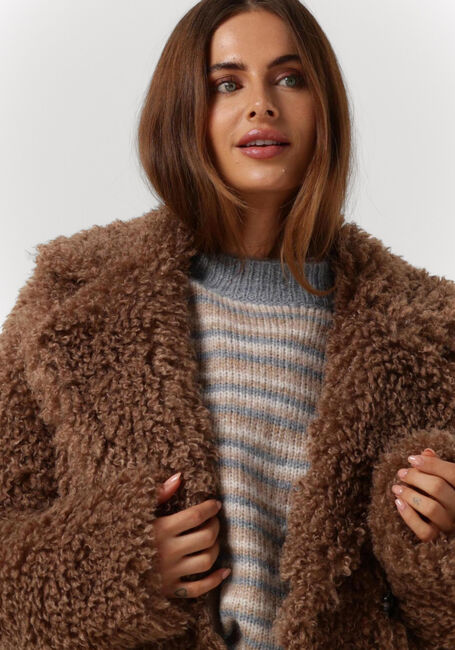 Bruine BEAUMONT Teddy jas CURLY SHORT COAT - large