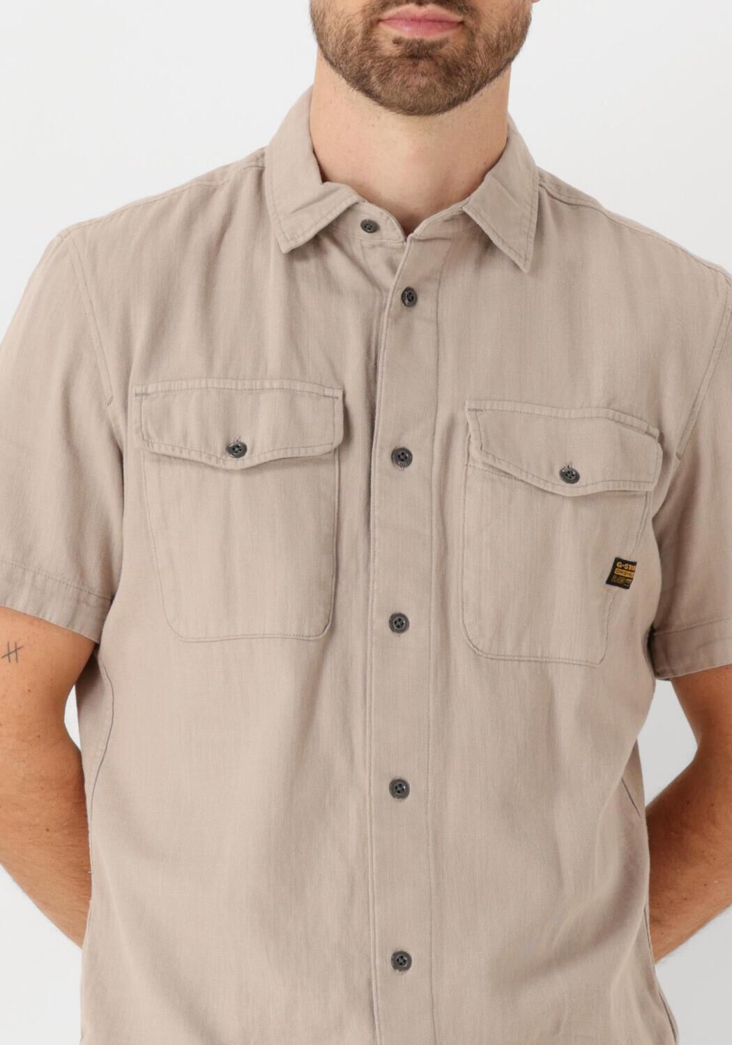 G-STAR RAW Heren Overhemden Marine Slim Shirt S\s Taupe