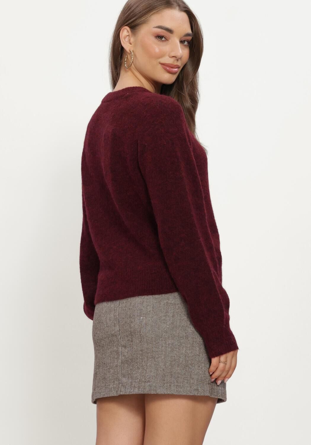 Y.A.S. YAS Dames Truien & Vesten Yasjohi Ls Wool Blend Cardigan Bordeaux