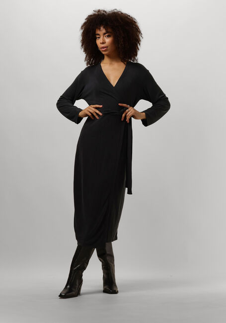 Zwarte MSCH COPENHAGEN Midi jurk MSCHADELONA LYNETTE WRAP DRESS - large