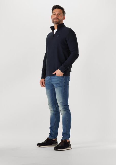 Donkerblauwe PME LEGEND Trui HALF ZIP COLLAR COTTON MODAL - large