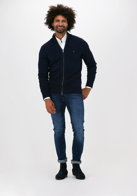 Donkerblauwe TOMMY HILFIGER Vest CHUNKY COTTON ZIP THROUGH - large