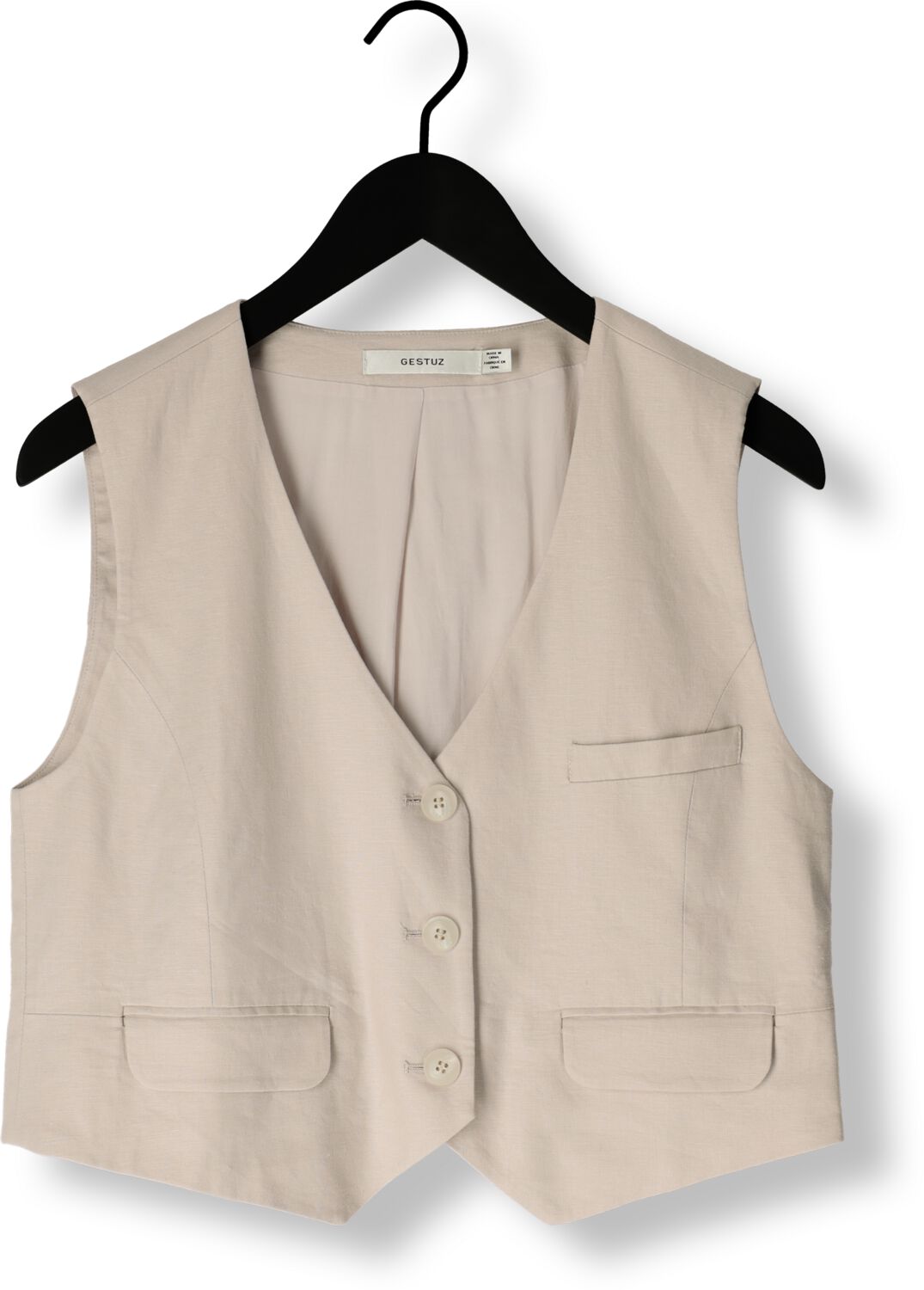 GESTUZ Dames Blazers Lizagz Linen Waistcoat Beige