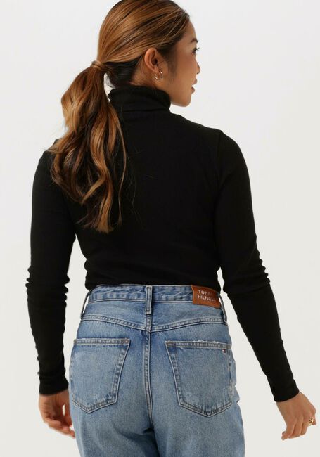 Zwarte TOMMY HILFIGER Coltrui SLIM MODAL RIB ROLL-NK TOP - large