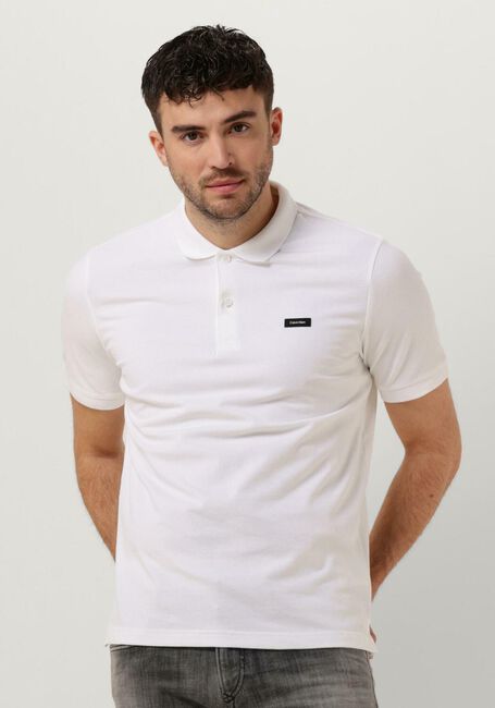 Witte CALVIN KLEIN Polo STRETCH PIQUE SLIM BUTTON POLO - large