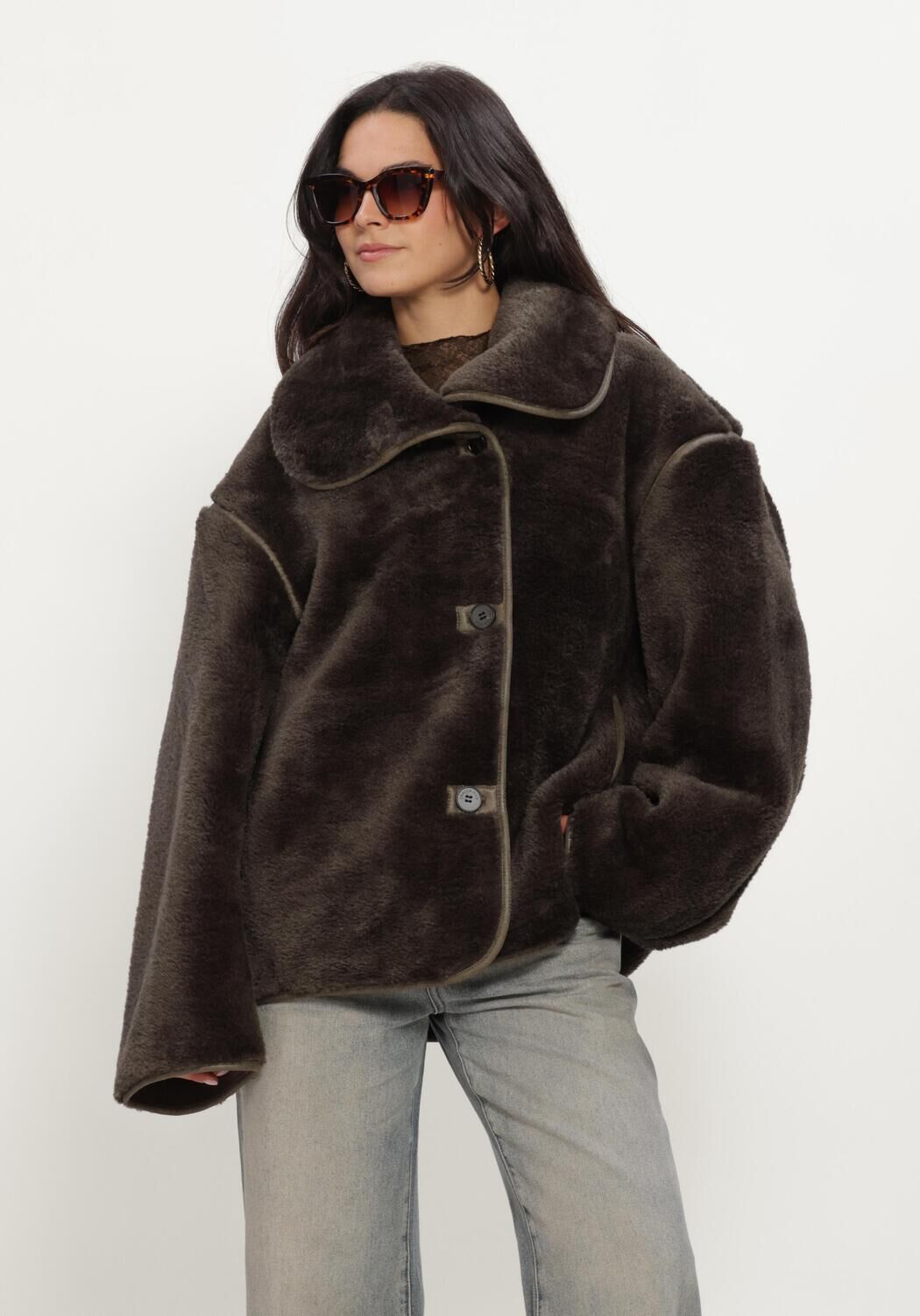 Groene GRACE & MILA Teddy jas COAT - large