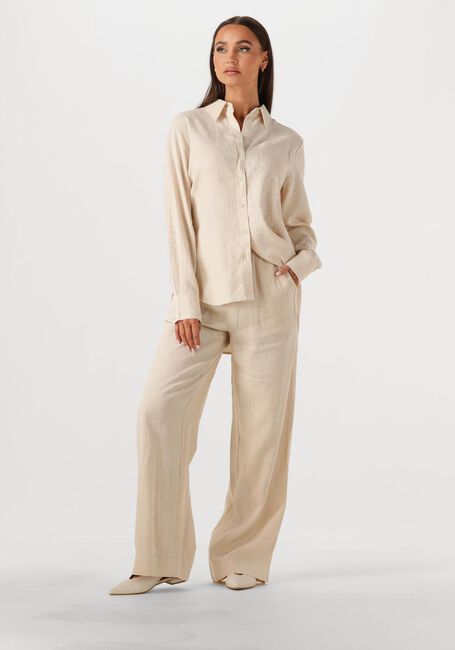 Beige Y.A.S. Pantalon YASFLAXY HW LINEN PANT NOOS - large